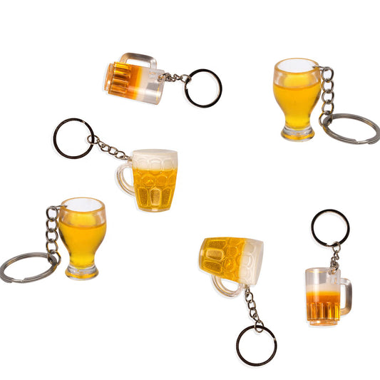 ChiiGe Imitation Food Pendant, Lifelike Food, Beer Key Chain, Mini Dangler, Creative Delicious Food Key Ring, Simulation Food, Handbag Purse Car Accessories (6 Pcs)