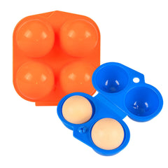 ChiiGe 2 paquetes de plástico para exteriores, portátil, para acampar, 2 huevos y 4 huevos, contenedor, soporte para huevos, caja de almacenamiento con asa (verde azul)