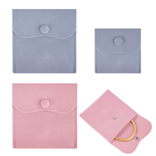 ChiiGe 4 Pcs Pink and Blue Velvet Jewelry Storage Bags with Snap Button Gift Packaging Bags Purse Pouches for Rings, Bracelets, Necklaces, Earrings, Watch and Other Small Items (S+L)